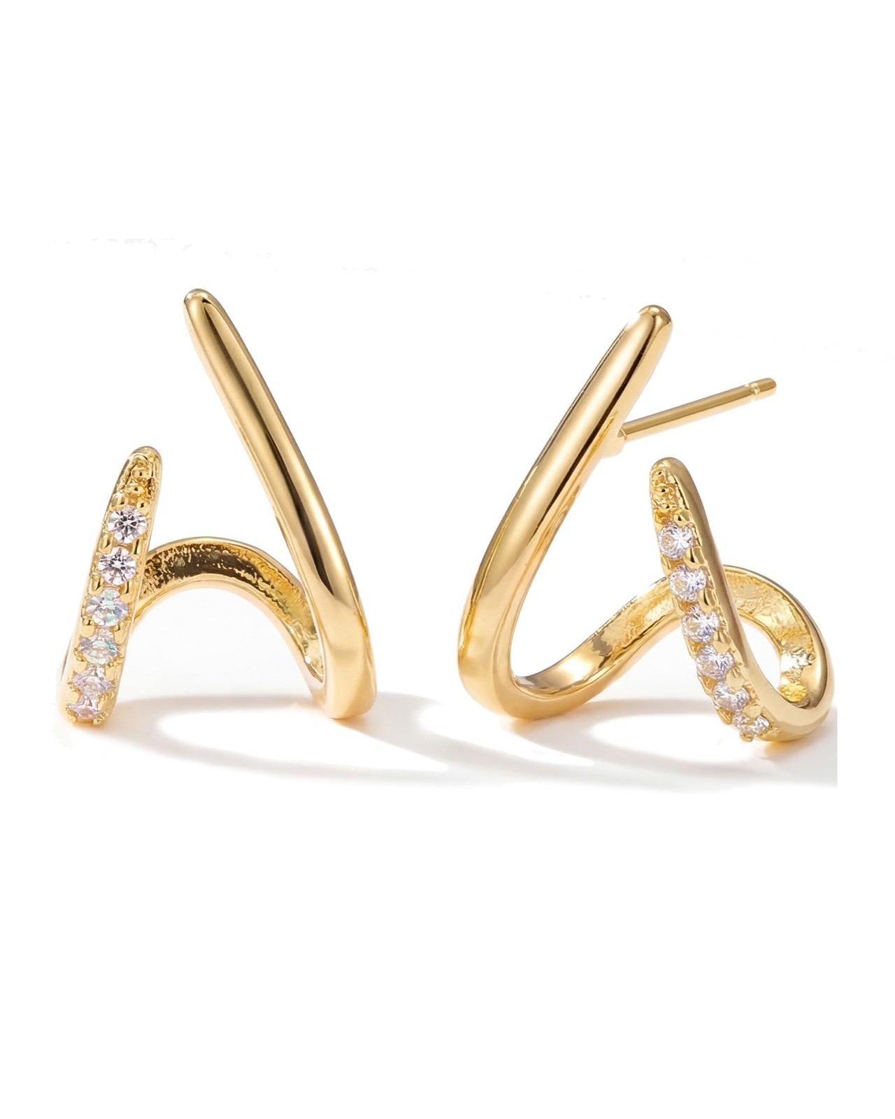 MUMREUES Gold Earrings for Women Trendy 14K 0.34″, CZ Aurora &