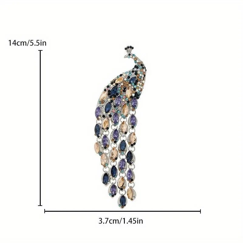 Rhinestone Elegant Peacock Brooches for Women Animal Design Party Wedding Pin