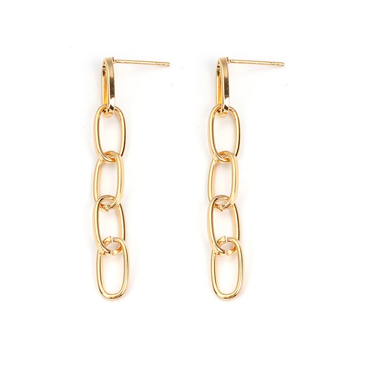 14K Gold Silver Plated Hypoallergenic Fashion Link Chain Drop 5.5 cm, A gold