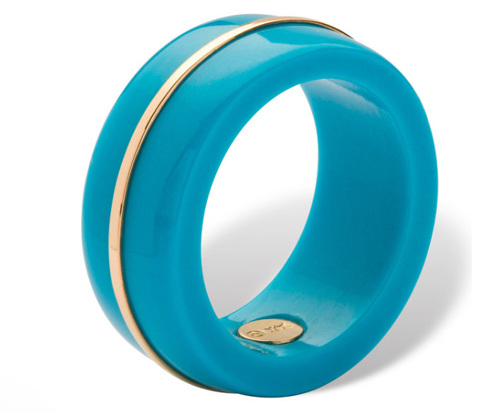 ROUND VIENNESE TURQUOISE 14K YELLOW GOLD BAND RING SIZE 6 7 8 9 10