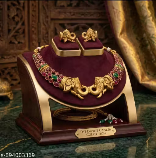 Gold Plated Necklace and earrings set| Traditional Jewellery Artificial Stones