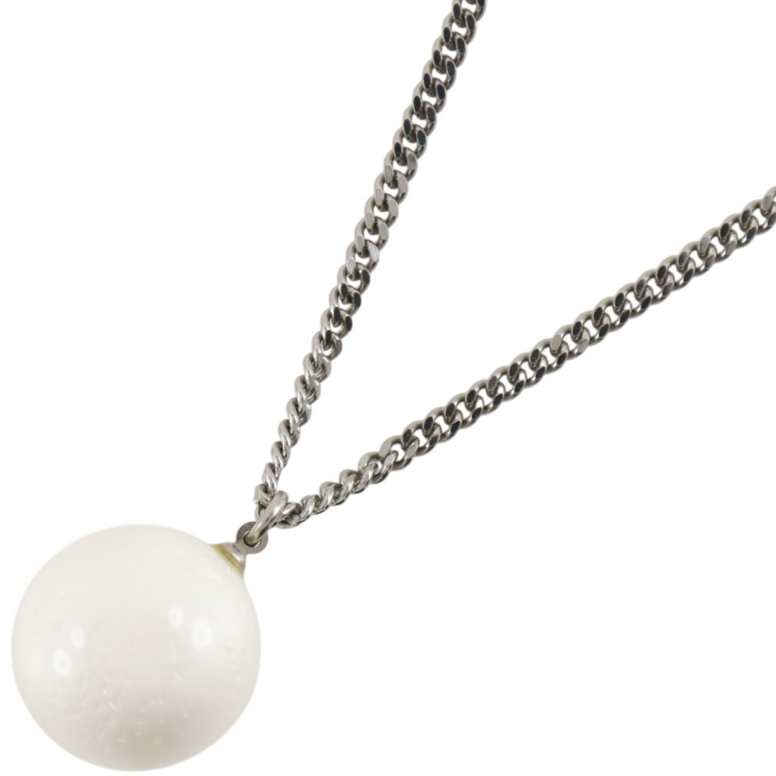 CHANEL COCO Mark ball Necklace Silver metallic/plastic 11.5g Women