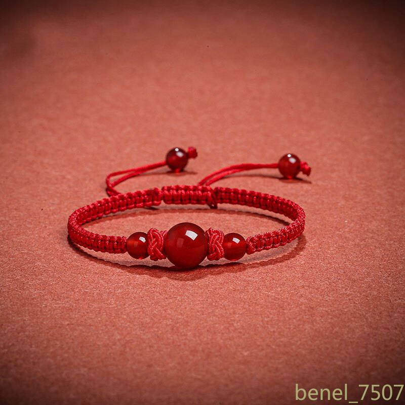 Bring Good Luck The Red String Imitation Agate Bracelet Couple Knitted Hand Rope