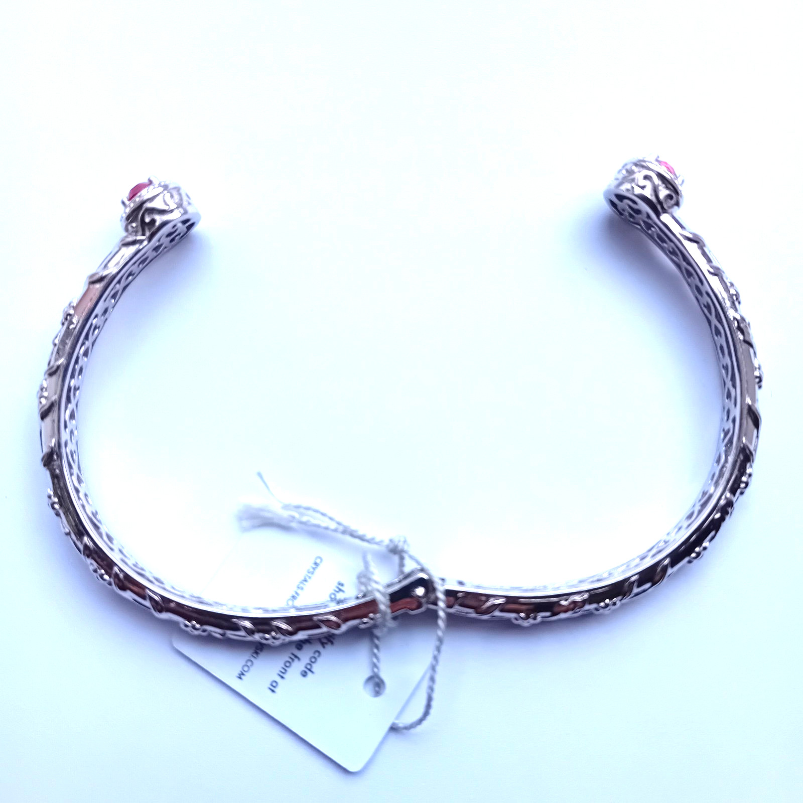 SWAROVSKI CRYSTAL BRACELET BANGLE HINGED CUFF PLATINUM BONDED RED STONE UNWORN