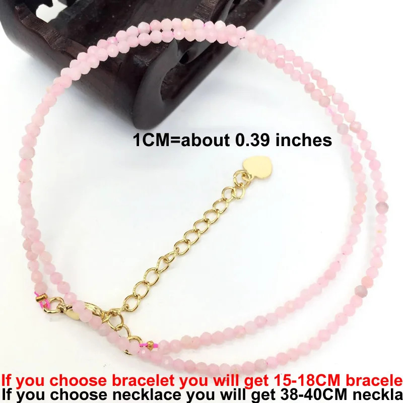 Natural Stone Necklace 2mm Faceted Bead Strand 38-40cm Adjustable Jewelry