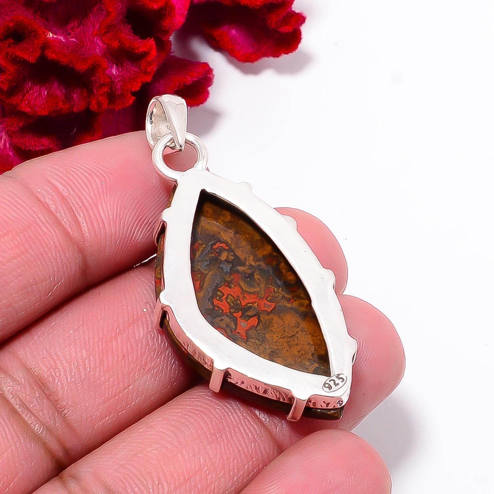 Seam Agate – Morocco Gemstone 925 Sterling Silver Pendant 1.86 P9934