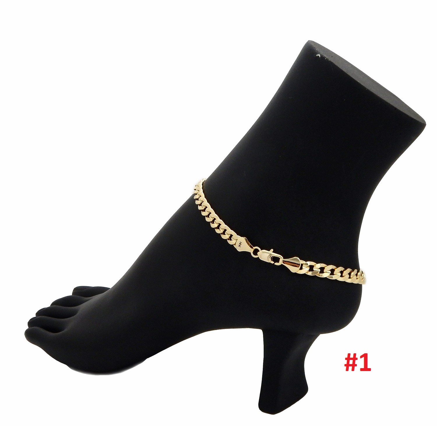 10″ CUBAN CURB LINK CHAIN ROPE MARINER ANKLET BRACELET 14K ITALY GOLD PLATED