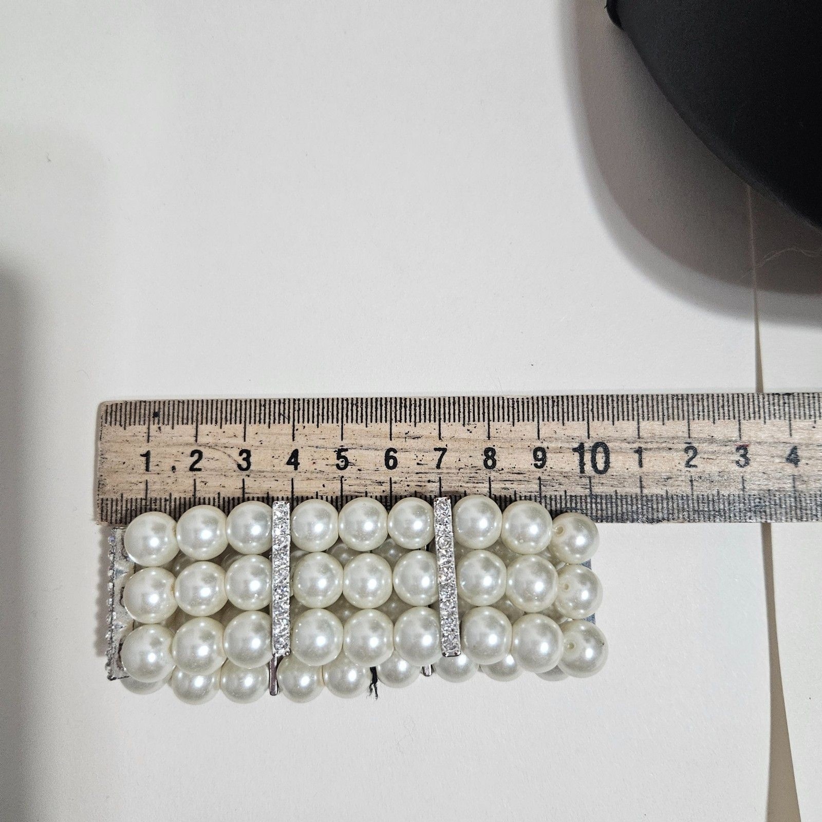 Faux Pearl & Rinestone Stretch Bracelet 18cm 7in Costume Jewlery Set Stones