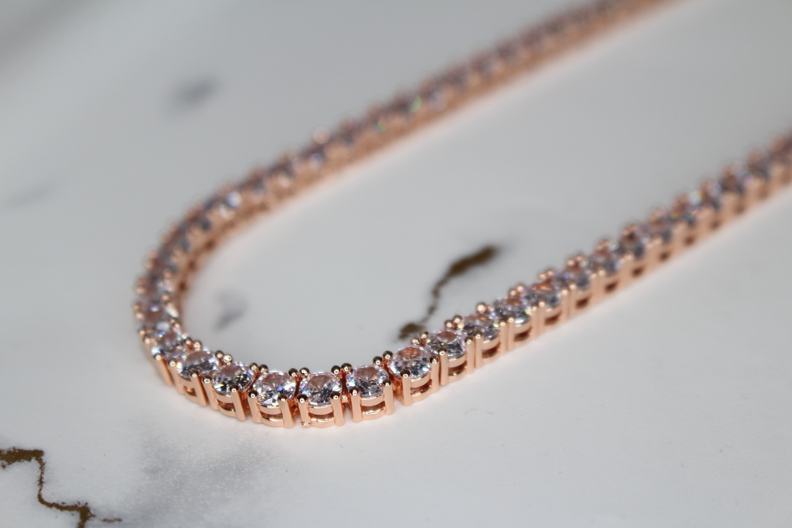 4mm Tennis Chain Necklace 70ct Lab Sim VVS1 Diamonds 54g+ HEAVY ROSE Gold