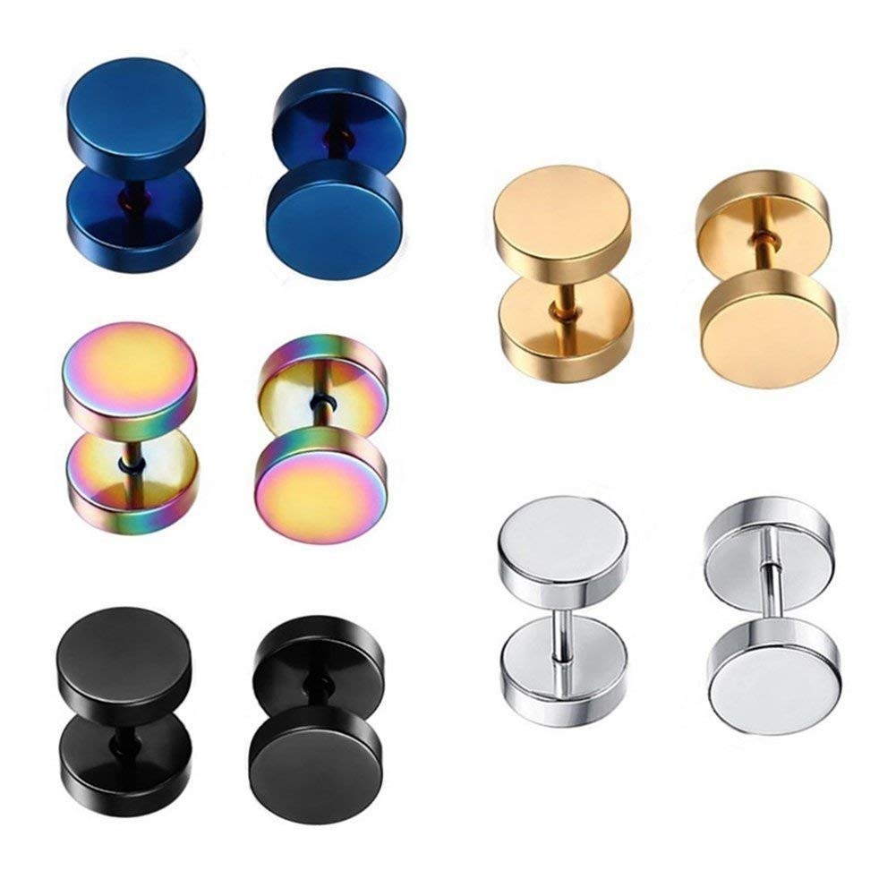 Dot Earrings, High Polished Surgical Steel Screw Flat Back Disc Stud Earrings…
