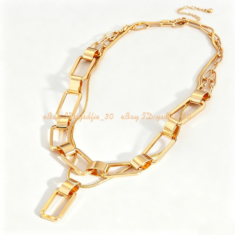 Women’s Fashion Metal Alloy Chain Gold Silver Tone Collar Pendant Necklace