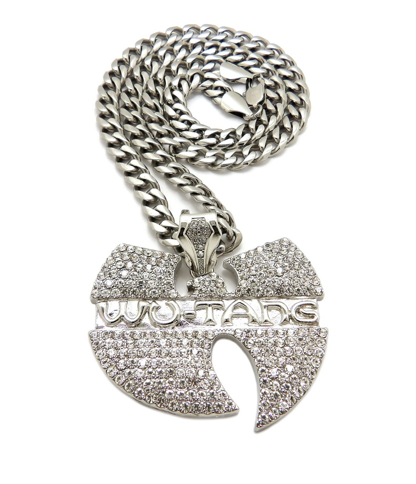 Iced Wu Tang Pendant 9mm/24″,30″ Stainless Steel Cuban Chain Necklace RC4301