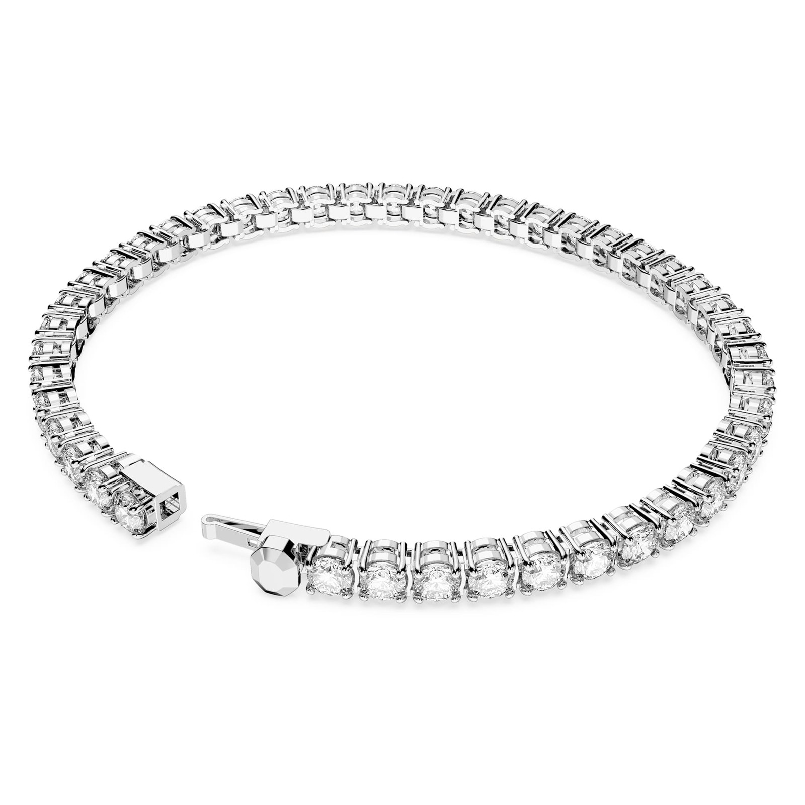 Swarovski Matrix Tennis Bracelet Round Cut White Rhodium Plated XL 5660917