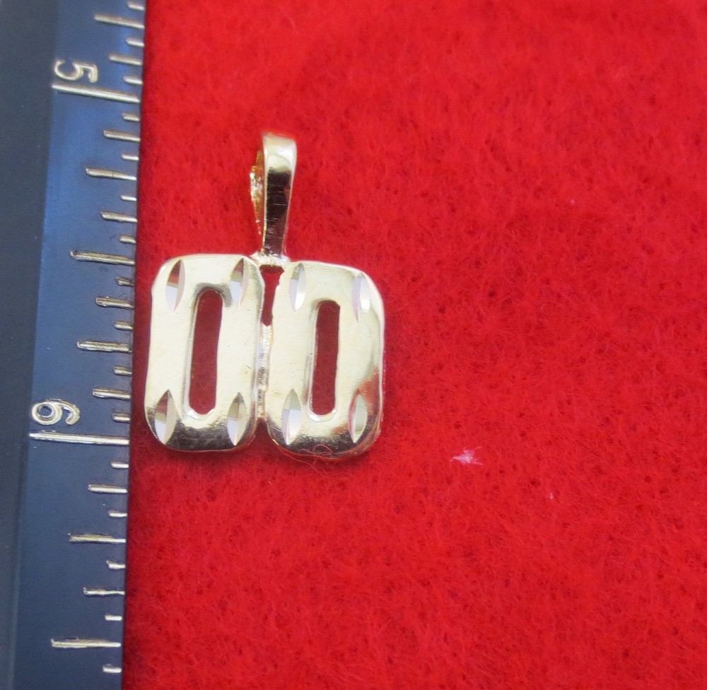 14KT GOLD PLAT NUMBER 0,00,01,02,03,04,05,06,07,08,09 DIAMOND CUT PENDANT CHARM