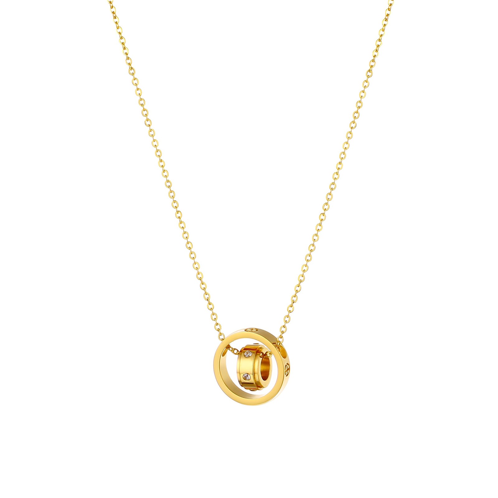 Women’s Stainless Steel Necklace -18K Gold Women’s Necklace, Gold Interlockin…