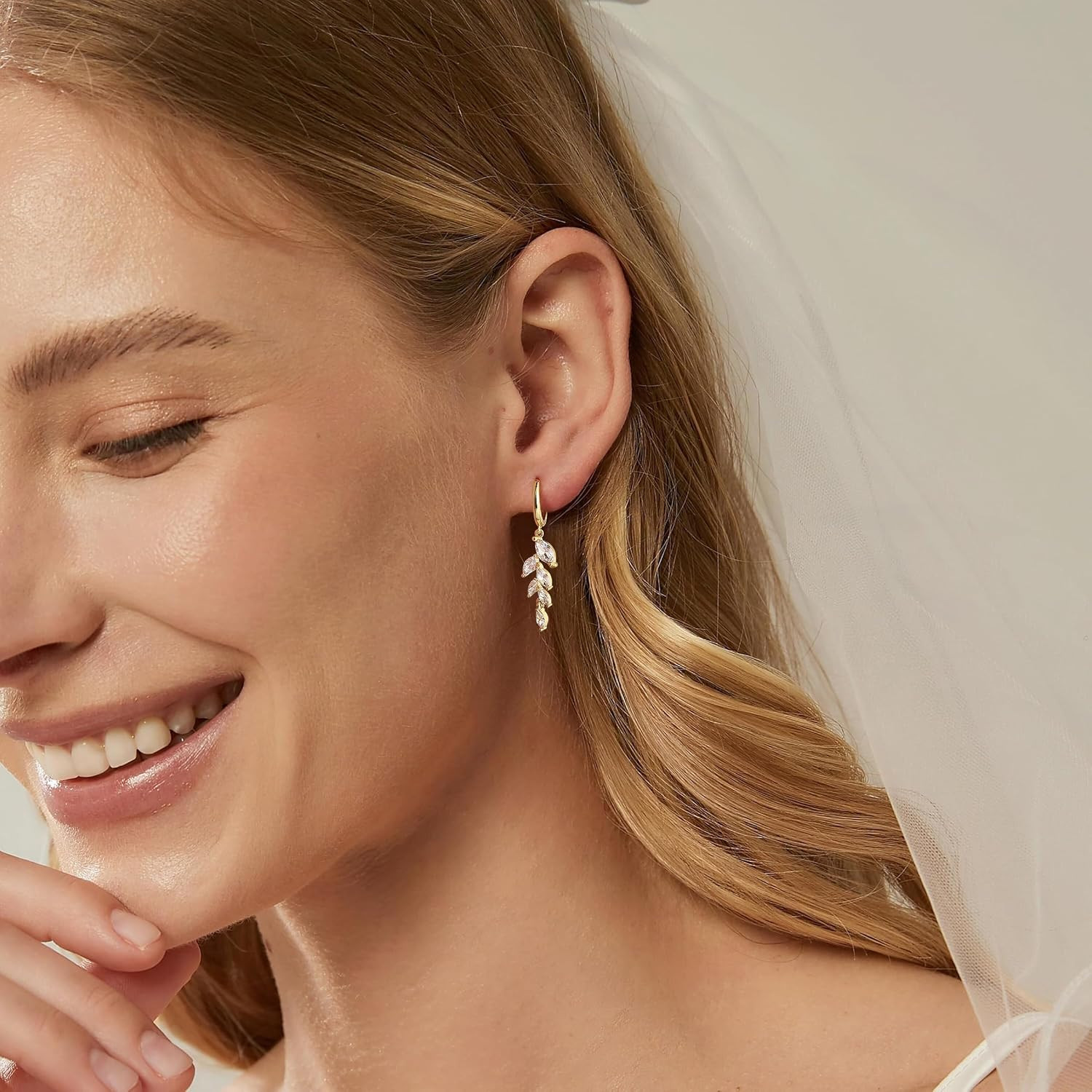 Gold Dangle Earrings: Dainty Stud Earrings for Women 14K Gold Plated Small Dangl