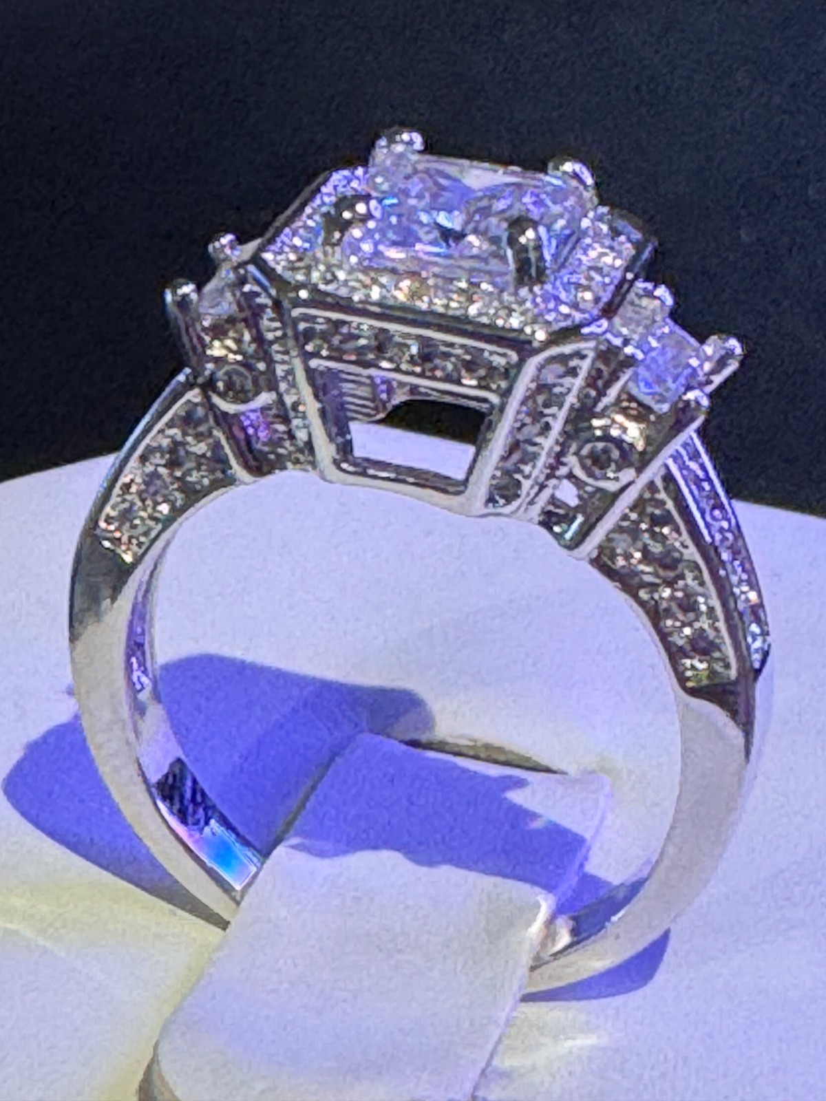 Vintage Style Princess Cut Halo Ring Size 7 Free Shipping