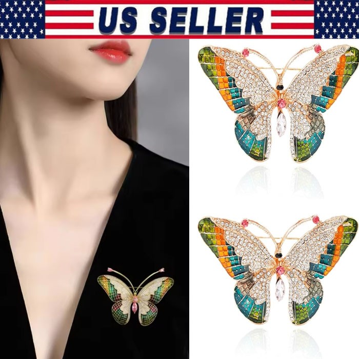 Fashion Luxury Colorful Rhinestone Butterfly Brooches For Women Insect Brooch
