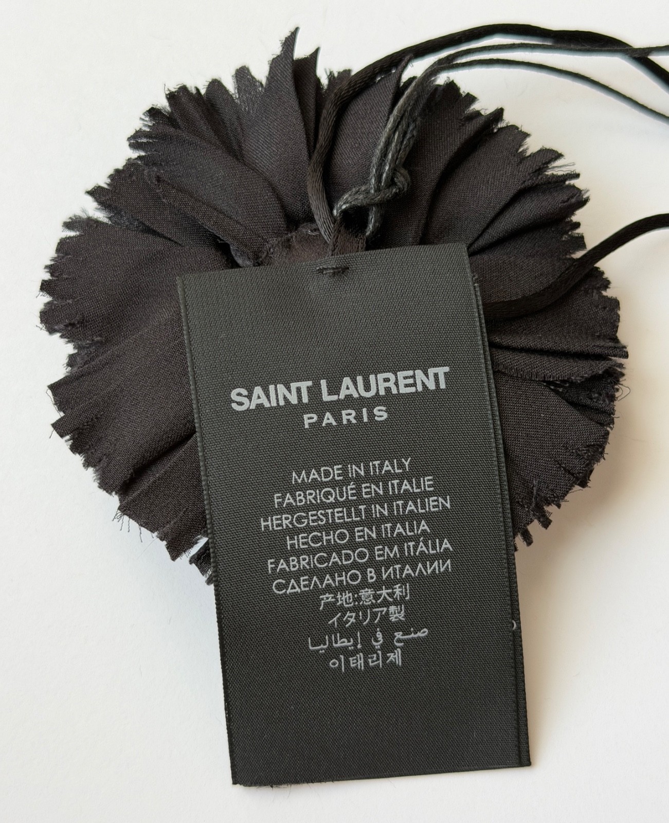 NWT Saint Laurent YSL Crumpled Silk Flower Jet Rose Runway Choker Necklace $1295