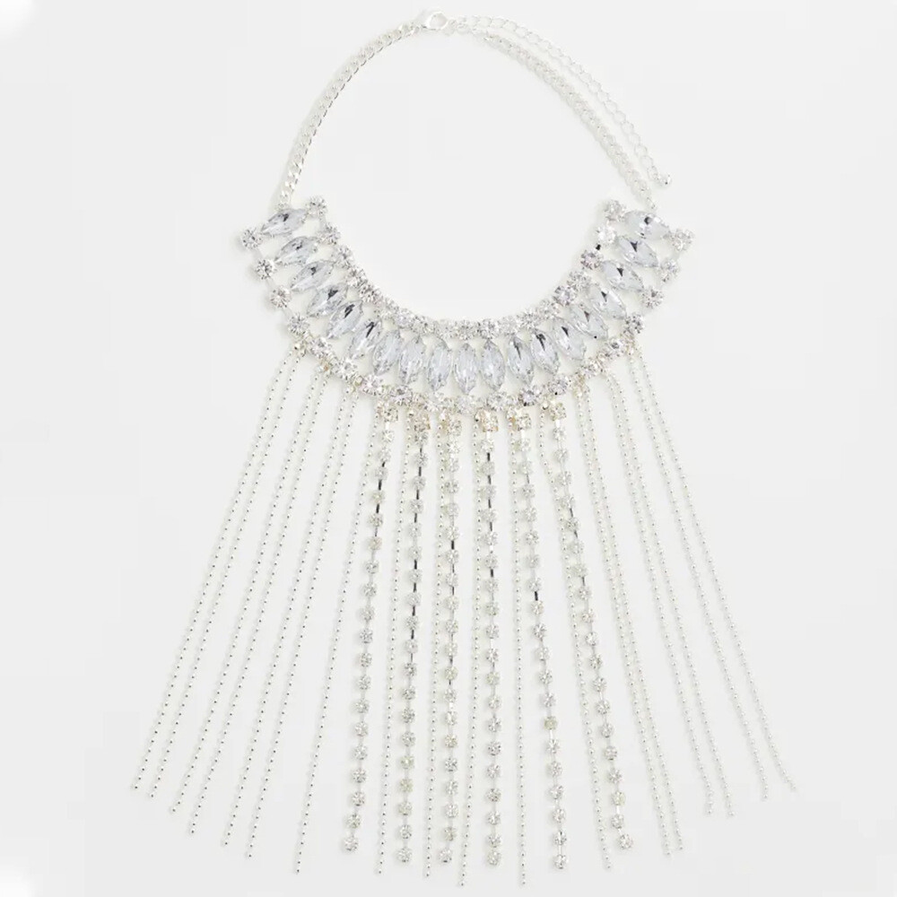 Women Rhinestone Necklace Tassels horse eye Fashion Jewel Sexy Body Chain 31019