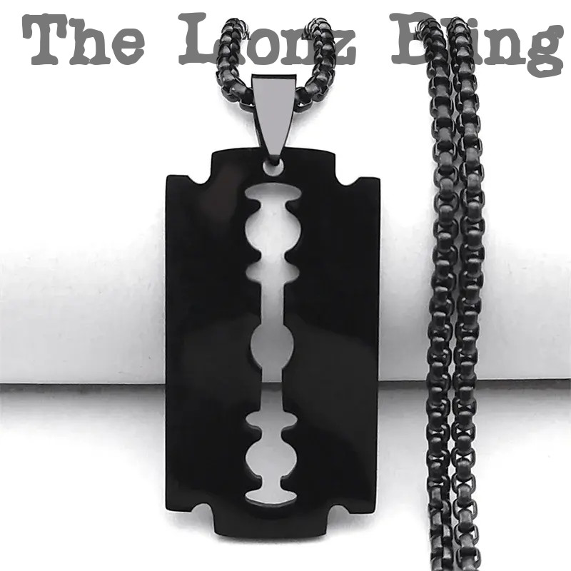 Punk Emo Goth Black Stainless Steel Razor Blade Pendant Chain Necklace – 20.5″