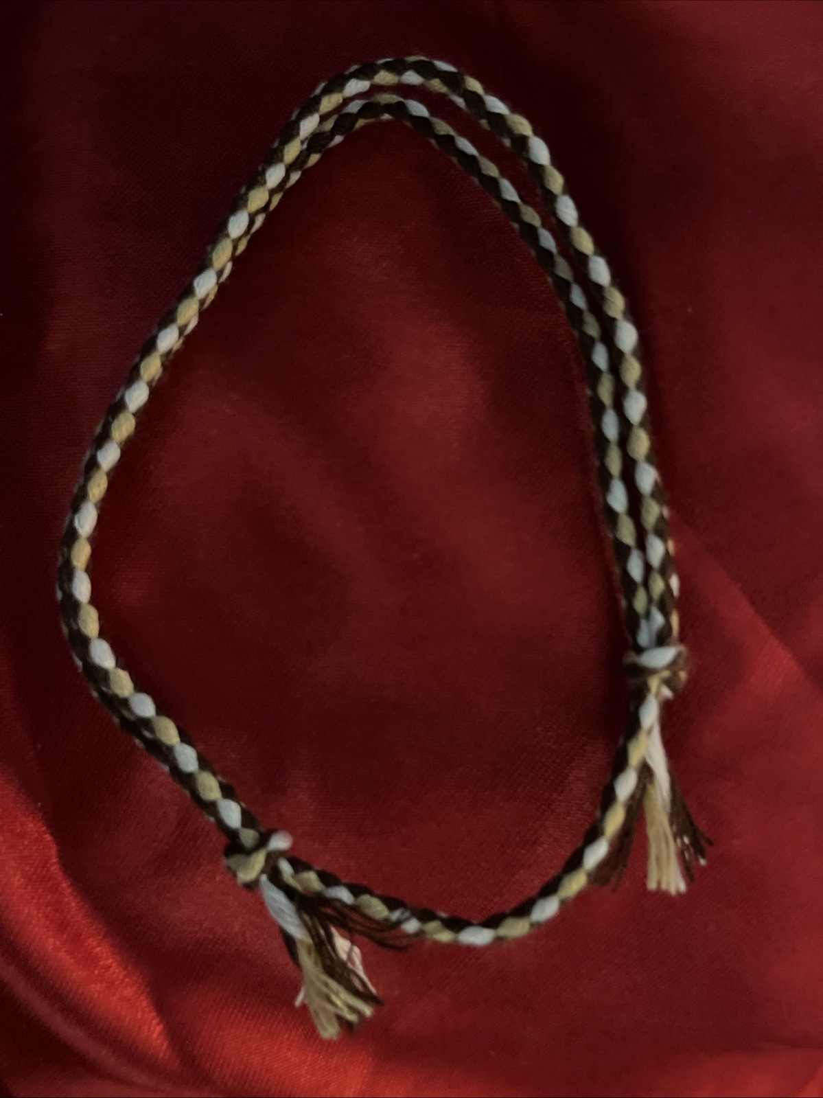 NEW BOHO BRAID THREAD FRIENDSHIP BRACELET ADJUSTABLE KNOT TAN BROWN WHITE NIP