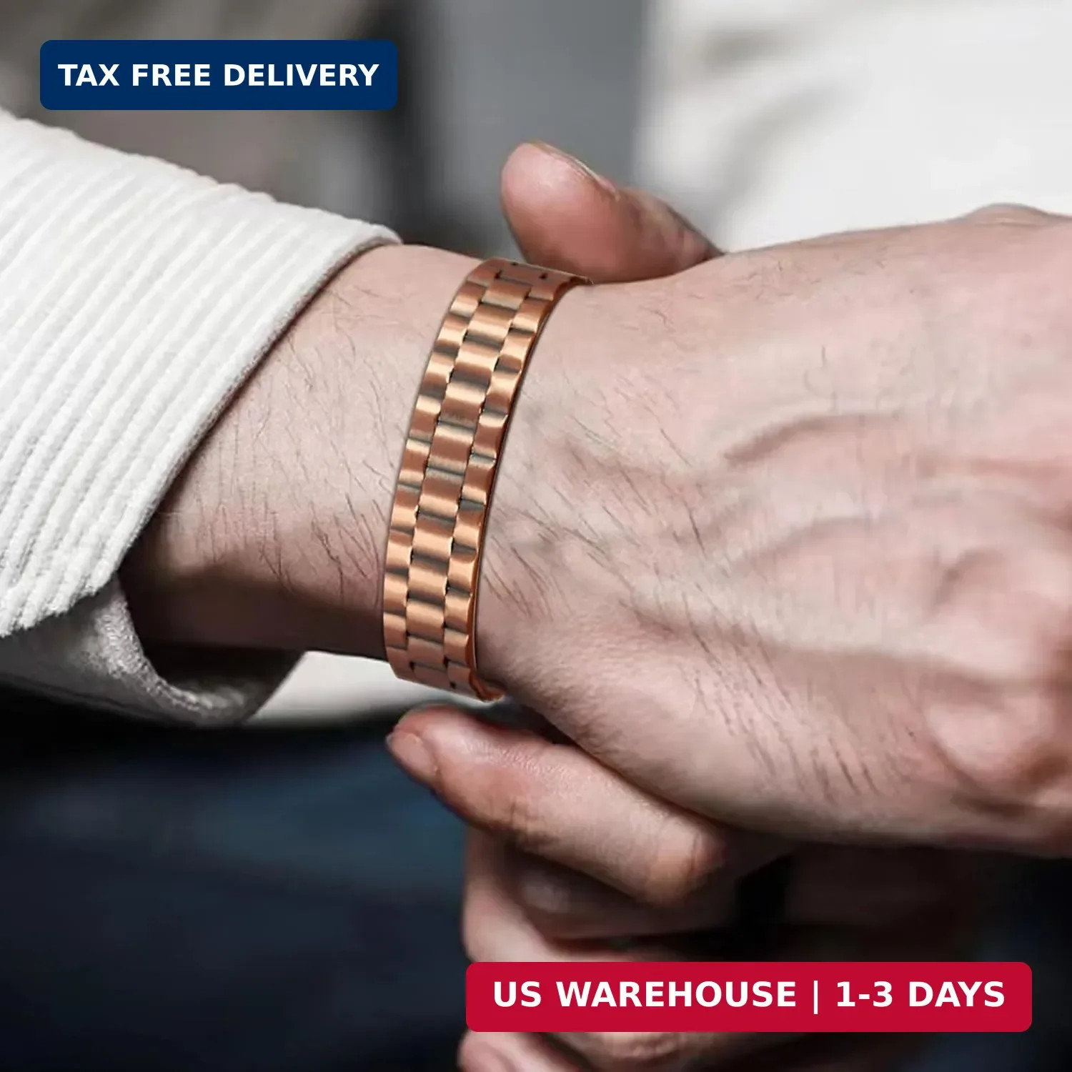 MagEnergy Copper Bracelet for Men, 99.9% Pure Copper Bracelet for Men with 6pcs