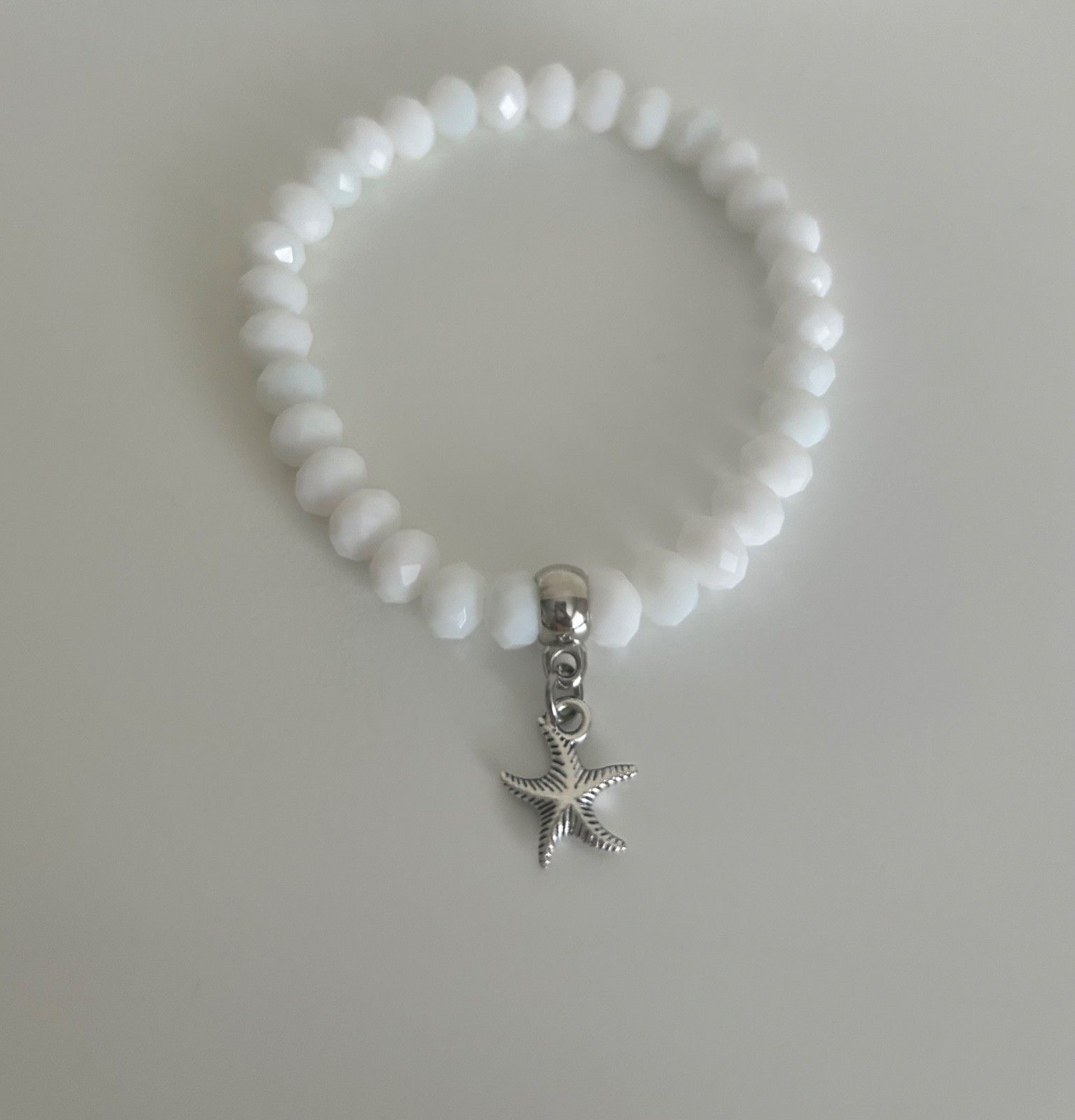 Ladies beautiful bracelet, Pure White Austrian Crystal beads and Jellyfish charm