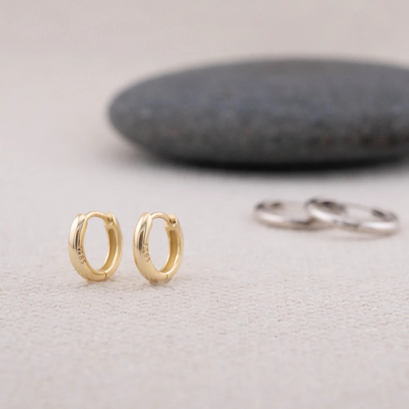 Simple small huggie hoops 14K gold fill over Sterling Silver 925