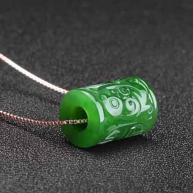 Natural Ice Green Jade Jadeite Bead Lucky Amulet Pendant&necklace Jewelry