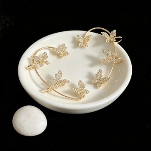 4 Pcs Butterfly Ear Cuffs Crystal Ear Climber No Piercing Jewelry Women Gift
