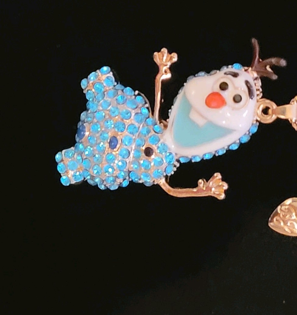 BETSEY JOHNSON OLAF BLUE CRYSTAL Necklace FROZEN CHRISTMAS SNOWMAN PENDANT NWT
