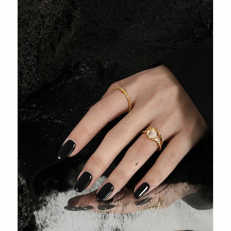 Woman 18k Gold Plated Stainless Steel Starry Chain Band Ring Joint Ring 6-10