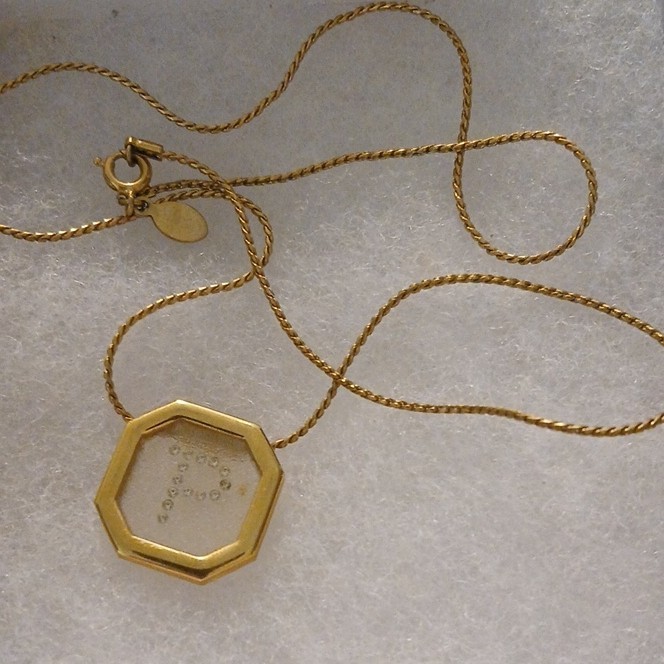 Gold-Tone Rope Chain Necklace Octagon Letter P Pendant Spring Ring