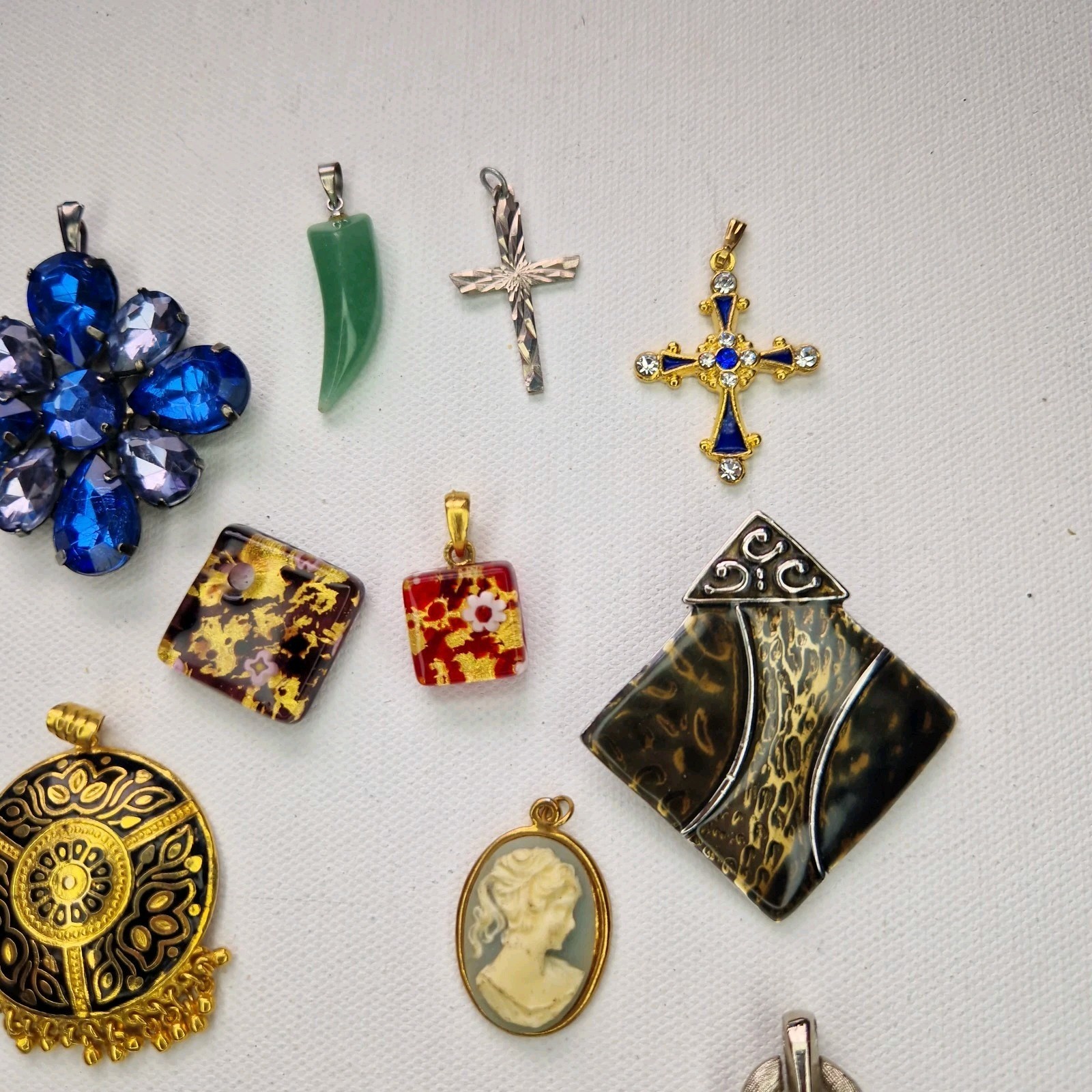 Pendant Job Lot Of 15 Murano Fused Glass Enamel Mixed Bundle Vintage Modern