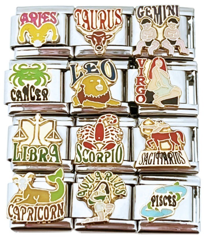 9mm Italian Charms Zodiac Symbol’s Birthday Astrology Celestial Horoscope