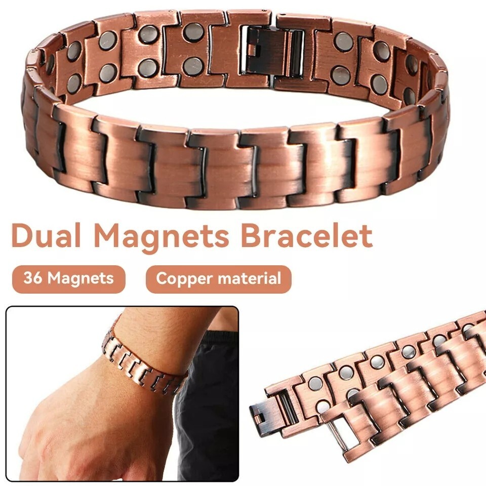 Men’s Bracelet Magnetic Therapy Arthritis Pain Relief Pure Solid Copper Bangle