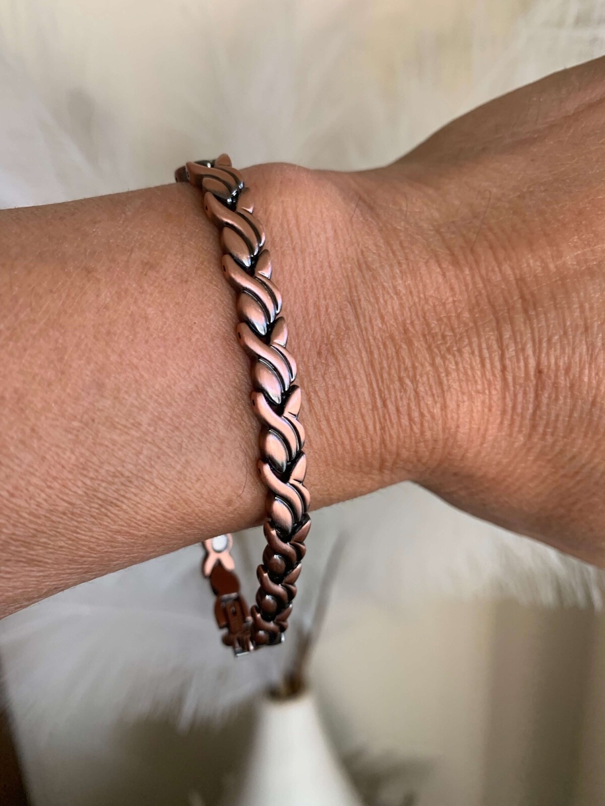 Swirl Pure Copper Magnetic Bracelet Women Balance Arthritis Pain Energy 8.2 in