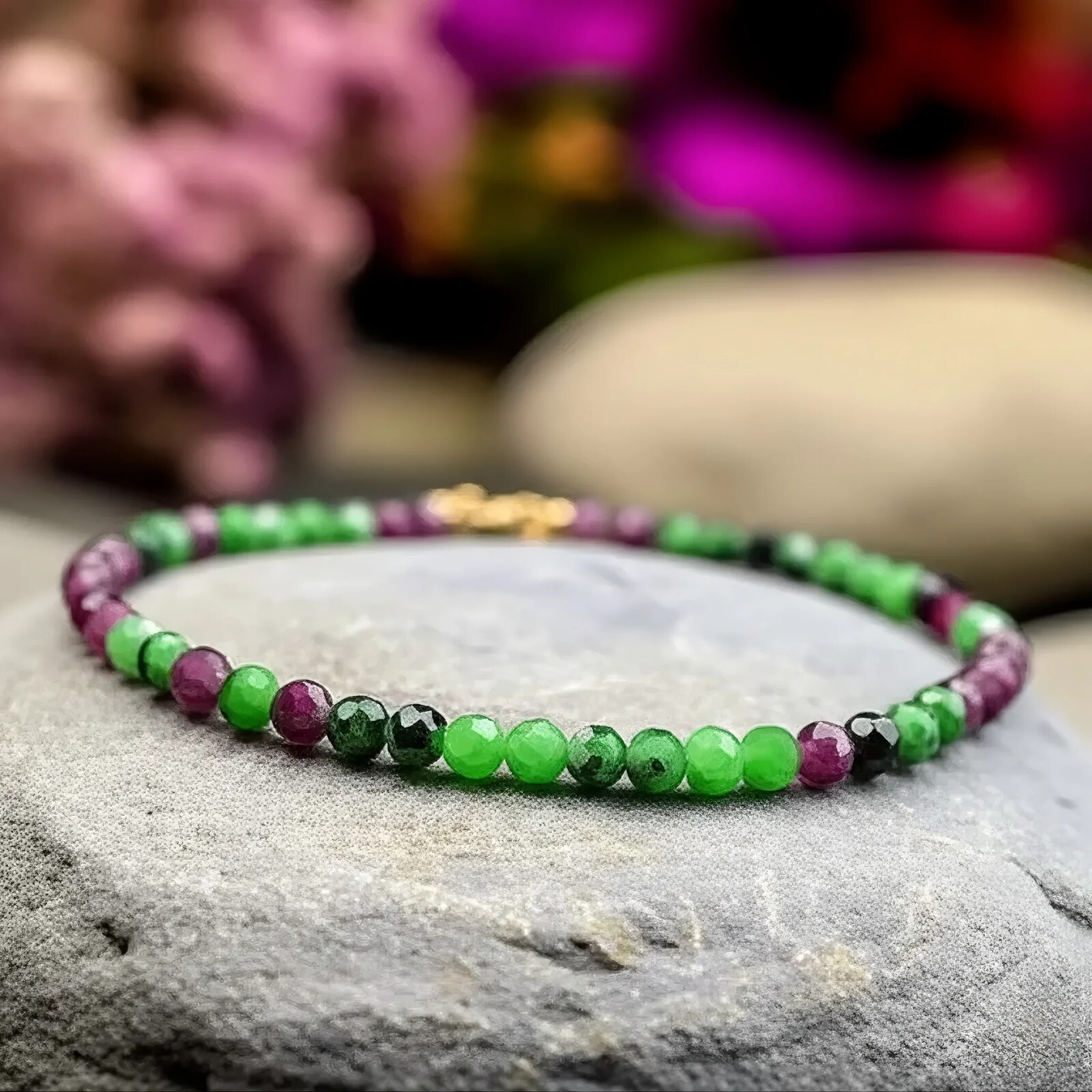 3MM Ruby Zoisite Beads Healing Dainty Simple Women Sterling Silver Bracelet Gift