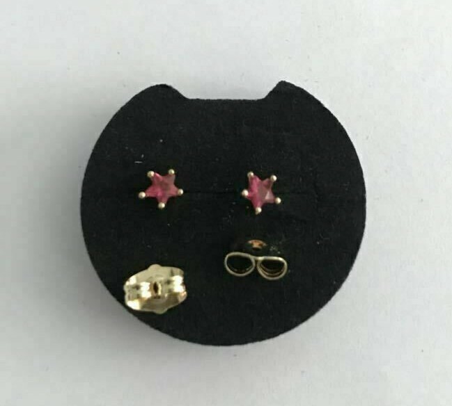 Cute Small Tiny New Yellow Gold Filled Red CZ Star Stud Post Earrings