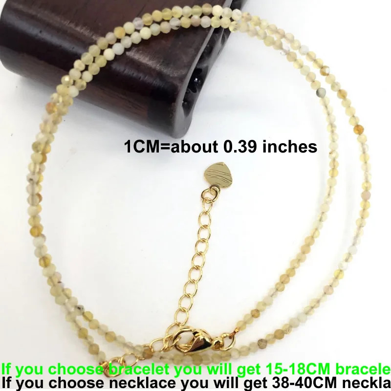 Natural Stone Necklace 2mm Faceted Bead Strand 38-40cm Adjustable Jewelry
