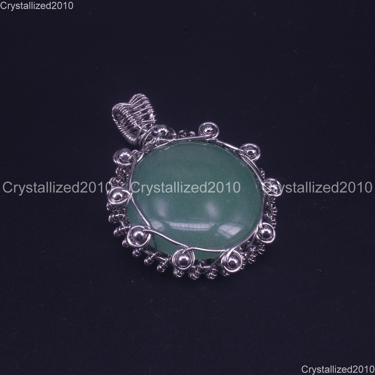 Natural Gemstone Hand Wrap Round Chakra Healing Pendant Beads Silver 35x49mm