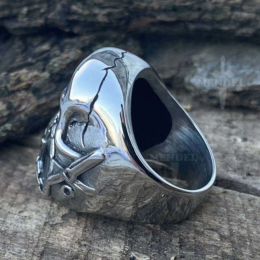 MENDEL Mens Gothic Punk Biker Skull Mask Ring For Men Stainless Steel Size 7-15