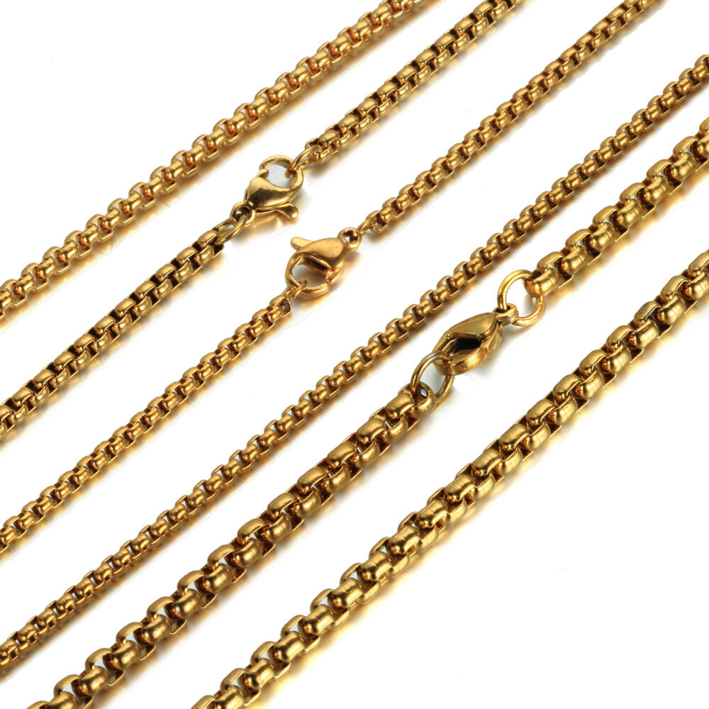 Wholesale 5/10/20pcs 2/3/4/5mm Gold Unisex Stainless Steel Rolo Chain Necklace