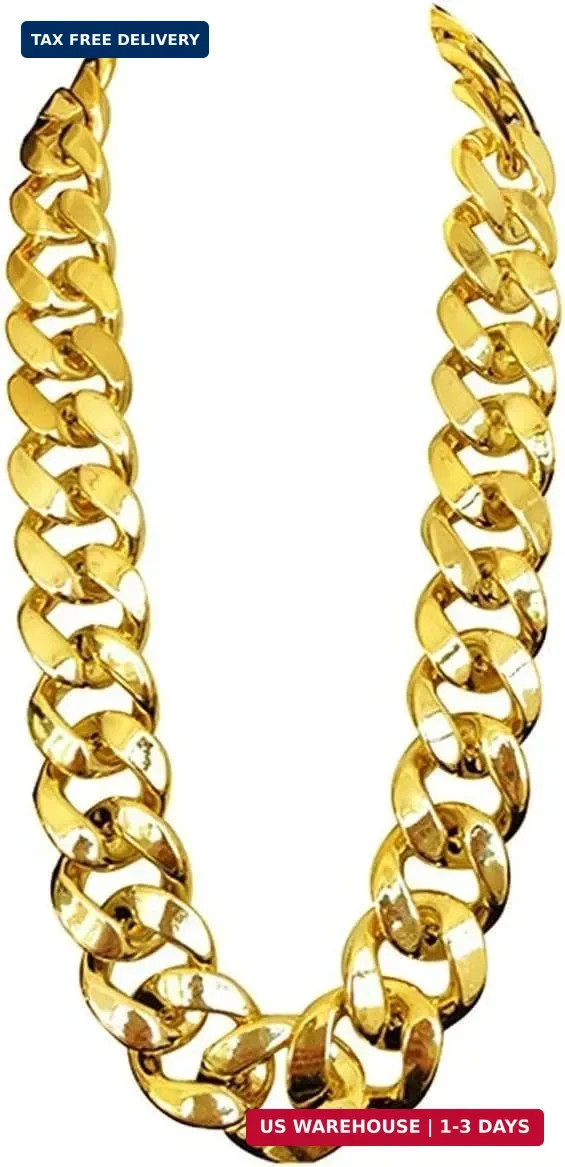 Hip Hop Rapper Plastic Chunky Fake Gold Chain Necklace,80s/90s Costume Prop