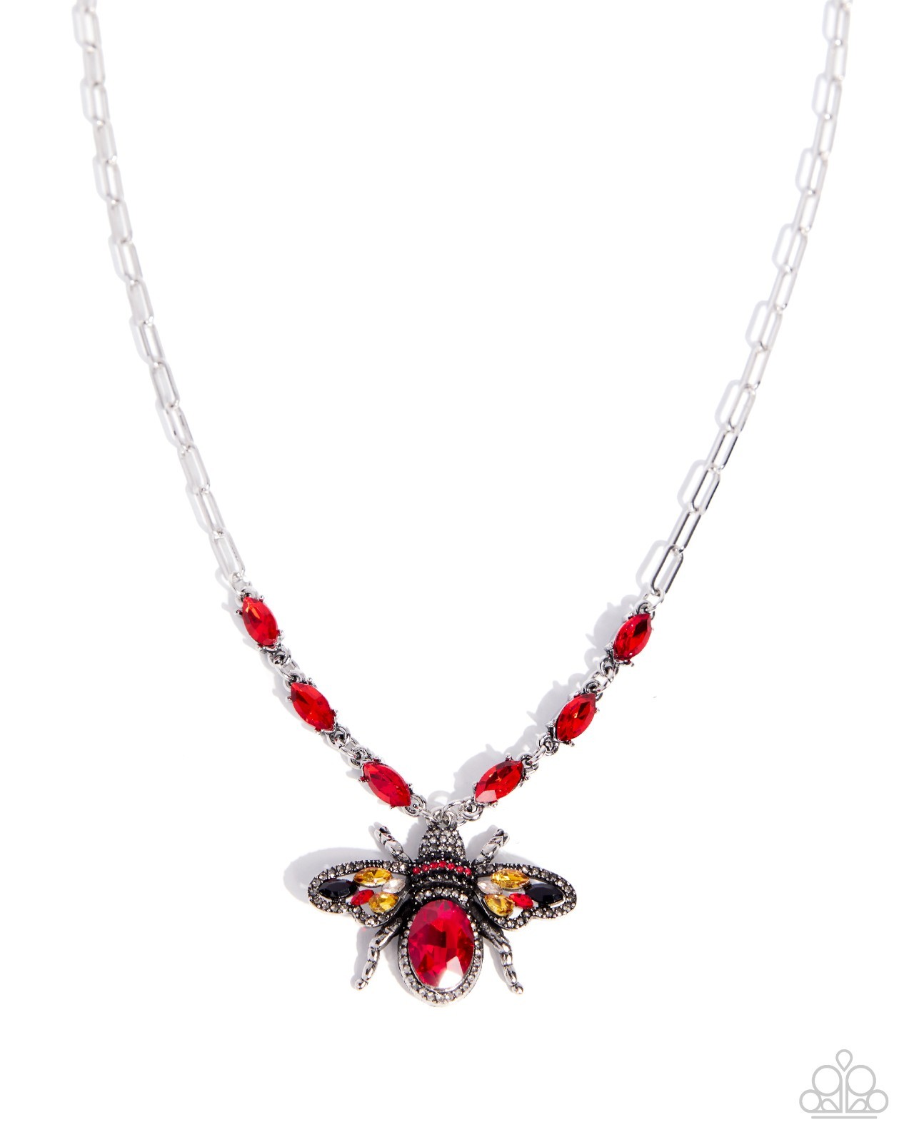 Paparazzi Neoclassical Novelty – Red – Red Gem – Multicolored Rhinestones – Neck