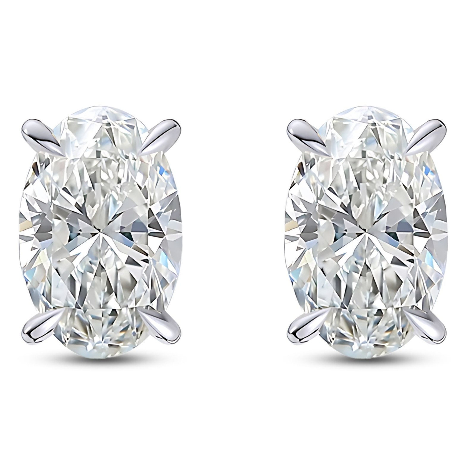 Oval Cut Stud Earrings for Women .86 Ct Simulated Diamond Sterling Silver Gin…
