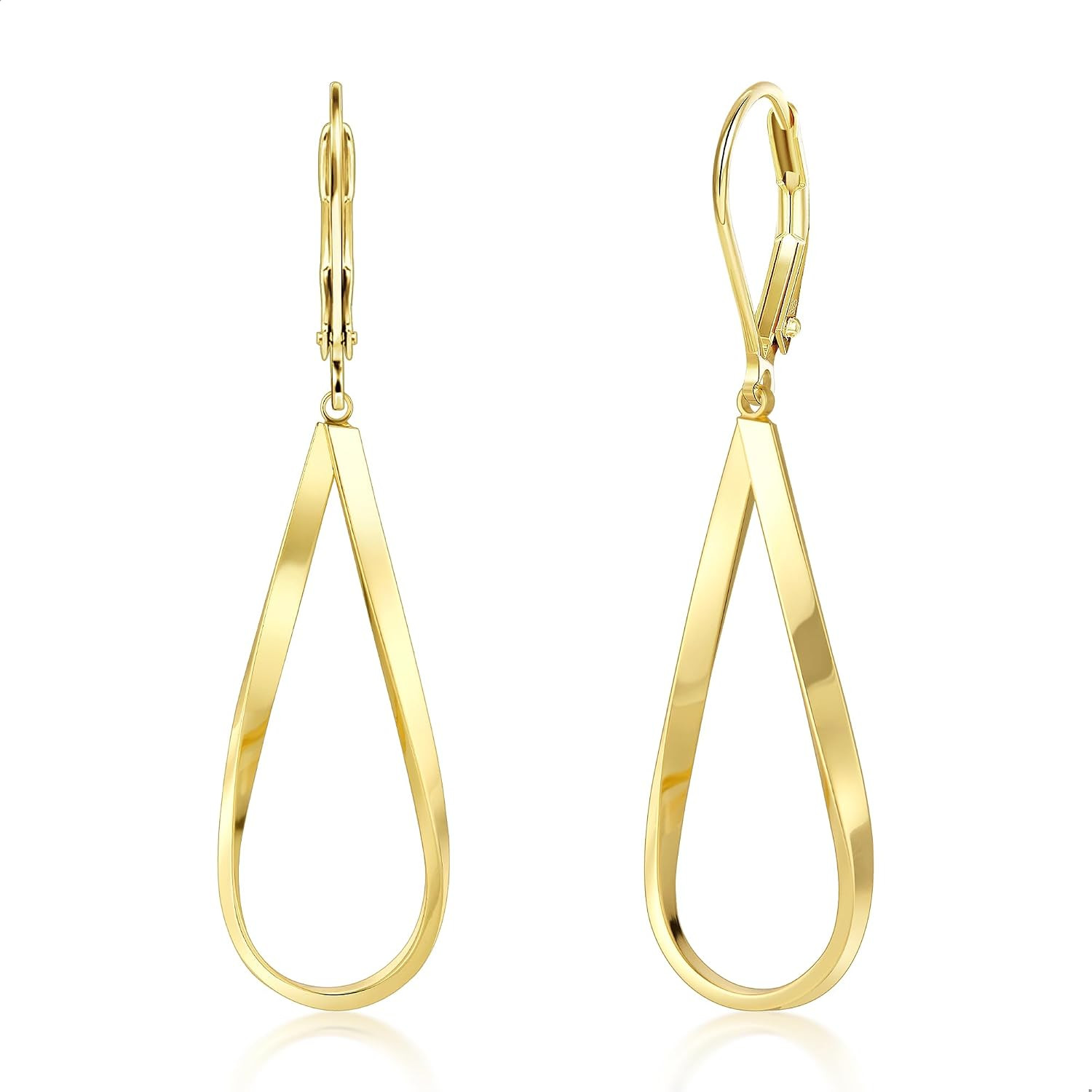 Silver Teardrop Leverback Earrings for Women Trendy Waterdrop Drop Twisted Dangl