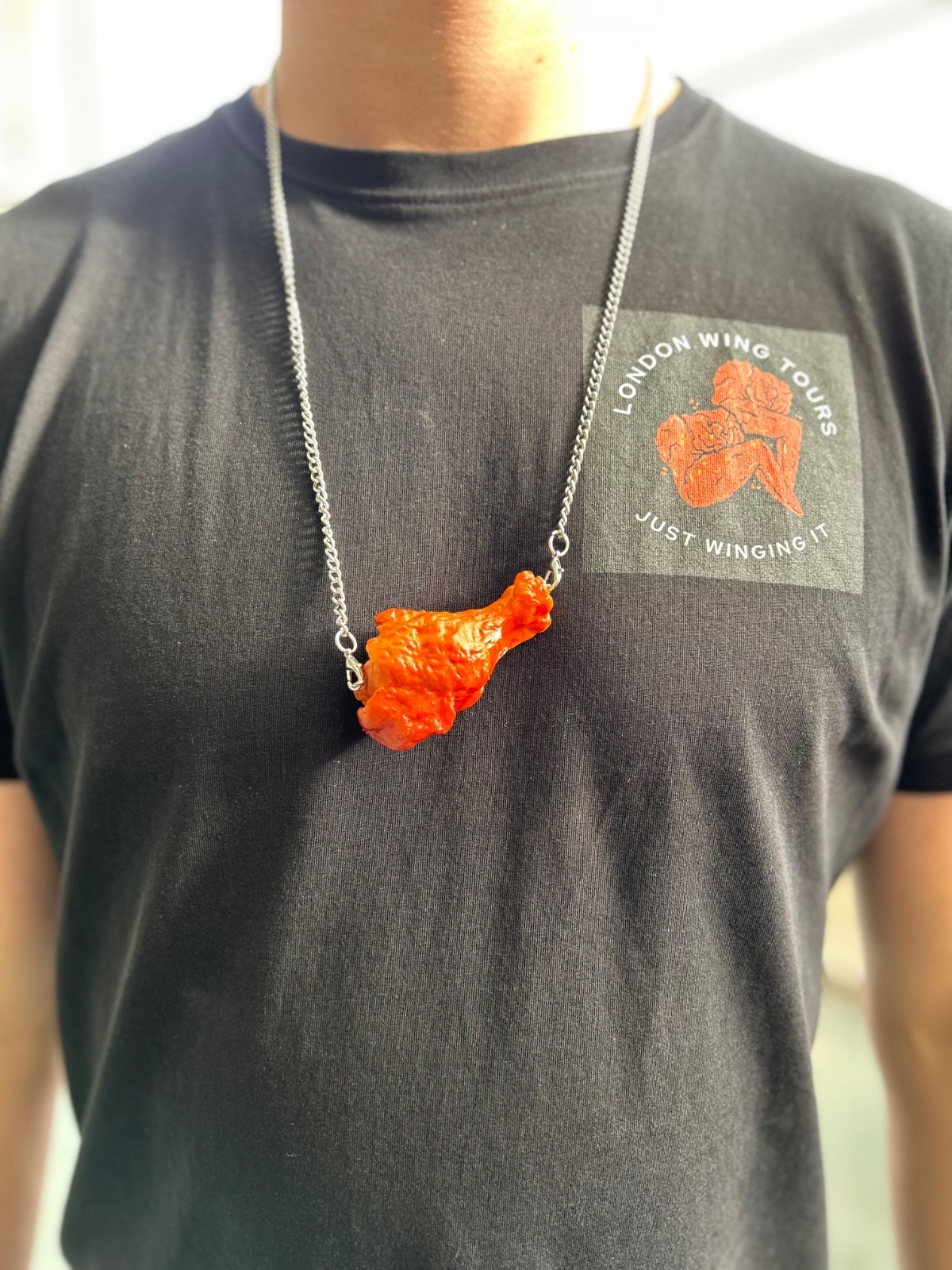 Grilled Chicken Drumstick Novelty Pendant Necklace Funny Food Jewellery Gift