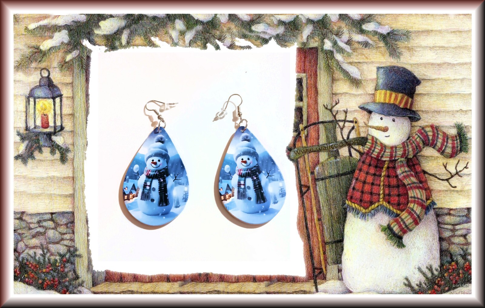 Snowman Drop Earrings
